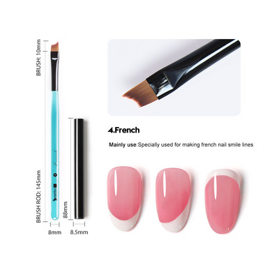 Beautilux Blue Crystal Nail Brush Nails Art Design Liner Akrilas Prancūziškas nagų priauginimas Geliniai šepetėliai Prekės profesionalams