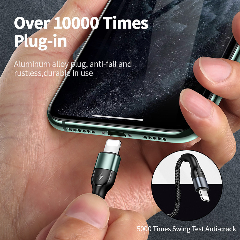 USAMS 2A USB kábel C típusú adatmagos vezetékes mikro USB kábel iPhone 8 7 6 plus 6s 5s ipad air mini Xiaomi Huawei Samsung készülékhez