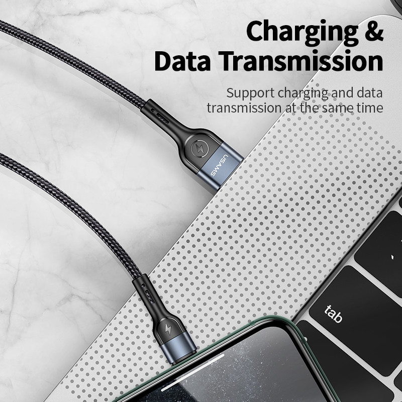 USAMS 2A USB kábel C típusú adatmagos vezetékes mikro USB kábel iPhone 8 7 6 plus 6s 5s ipad air mini Xiaomi Huawei Samsung készülékhez