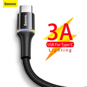Kábel Baseus 3A USB Type-C pre Xiaomi Poco x3, Samsung Galaxy S20, S10, pre Huawei Type-C, rýchlonabíjací kábel USB-C pre mobilný telefón