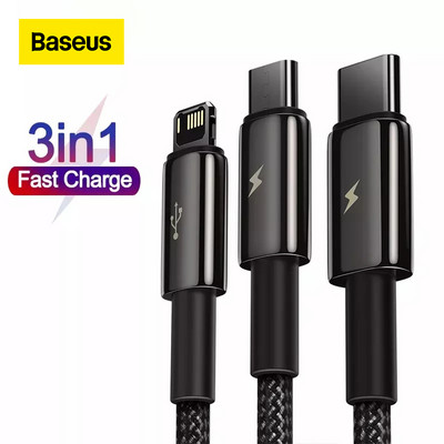 Baseus 3 u 1 USB kabel za iPhone 13 12 Pro Max brzo punjenje Micro Type C USB kabel za Xiaomi Samsung Huawei podatkovni žičani kabel