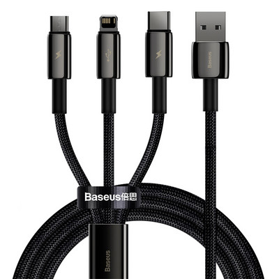 „Baseus 3 in 1“ USB laidas, skirtas „iPhone 13 12 Pro Max“ greito įkrovimo mikro tipo C USB laidas, skirtas „Xiaomi Samsung Huawei Data Wire“ laidui
