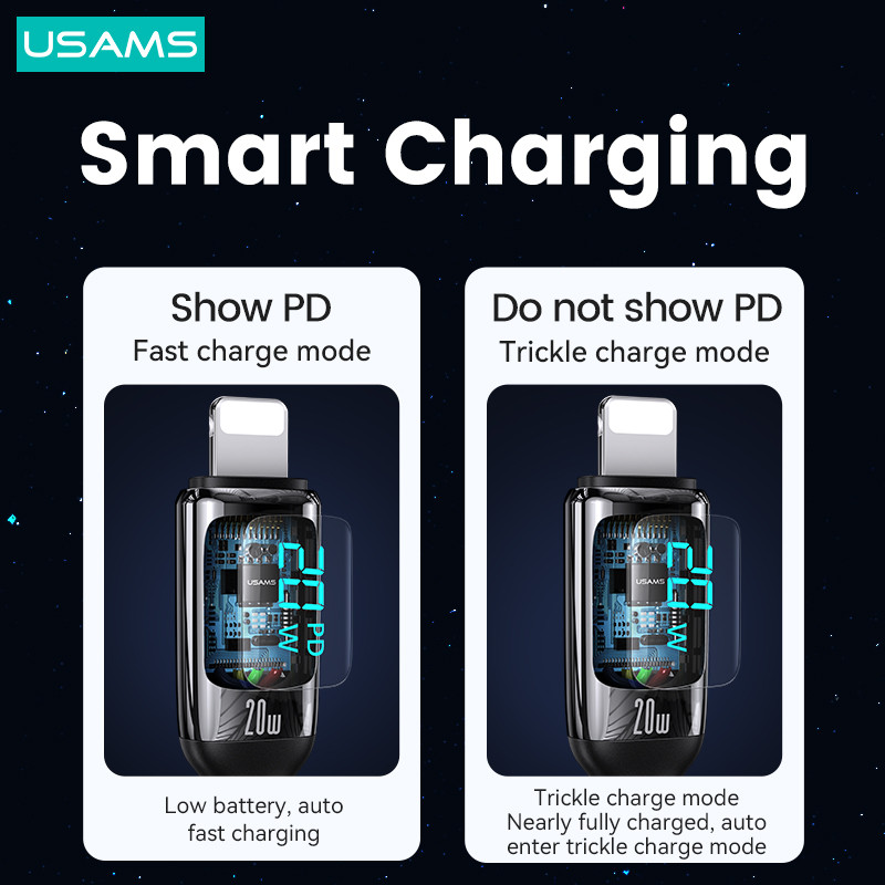 USAMS PD 20W skaitmeninio ekrano kabelis skirtas iPhone 14 Plus Pro Max Lightning greito įkrovimo duomenų kabelis, skirtas 13 12 11 Mini Pro Max XS Xr