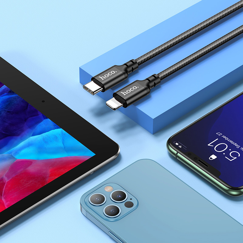 Hoco Nylon PD20W Rýchlonabíjací Kábel Pre iPhone 12 Pro Max 12 Mini 3A PD Typ C Kábel Pre iPhone 11 Pro Max X SE 2020