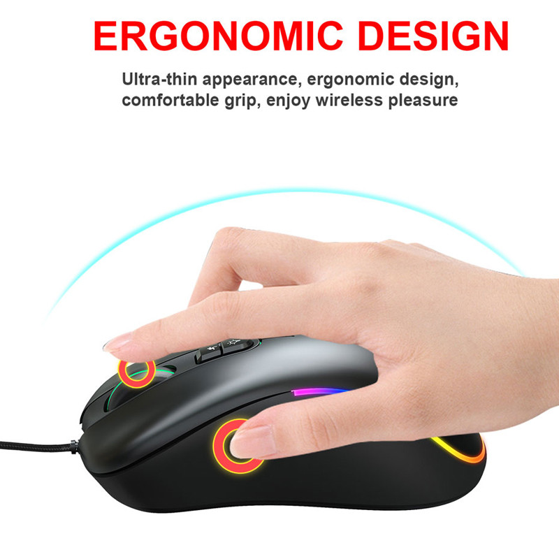 2023 m. nutildyta laidinė žaidimų pelė 6400 DPI optinė RGB šviesa 2,4 GHZ korio kompiuterinė žaidimų pelė, skirta asmeniniam kompiuteriui, nešiojamam kompiuteriui + dėžutei
