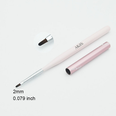 AKiHi Nail Art Design Pictură Perie pentru poloneză Gel UV Unelte pentru pix pentru unghii Cap rotund Mâner roz cu capac metalic