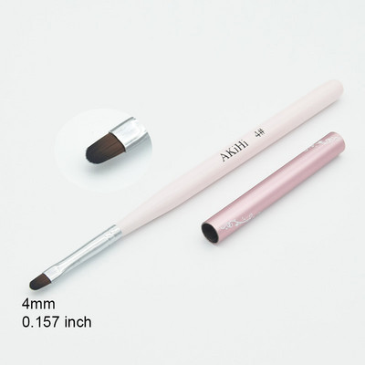 AKiHi Nail Art Design Pictură Perie pentru poloneză Gel UV Unelte pentru pix pentru unghii Cap rotund Mâner roz cu capac metalic