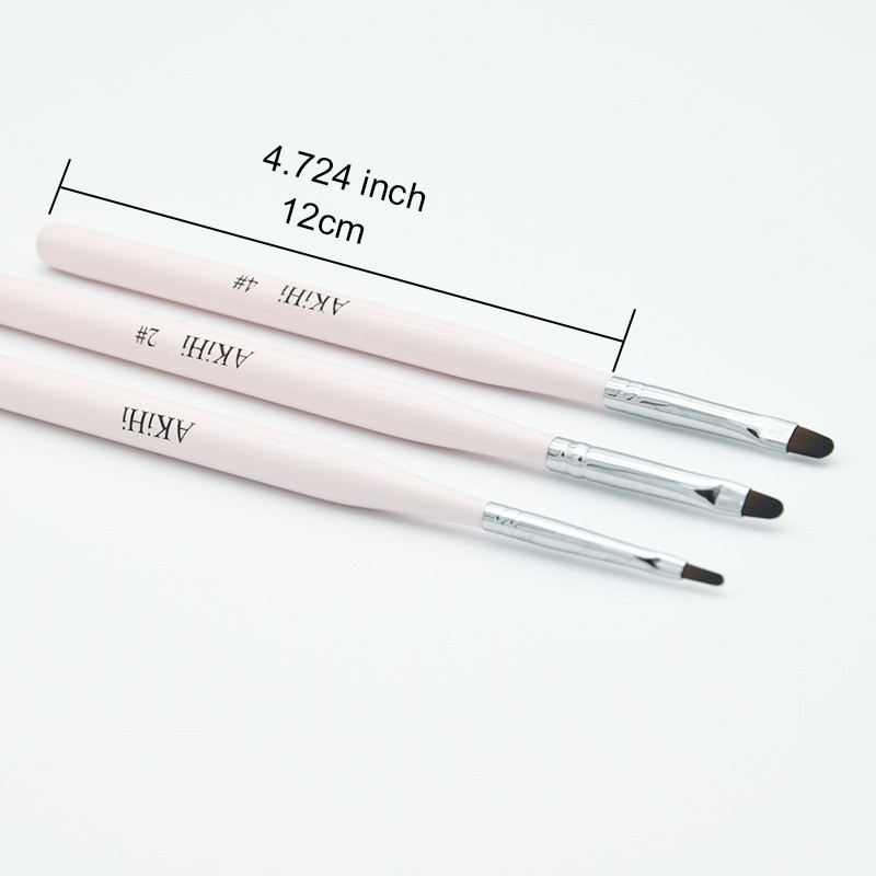 AKiHi Nail Art Design Pictură Perie pentru poloneză Gel UV Unelte pentru pix pentru unghii Cap rotund Mâner roz cu capac metalic