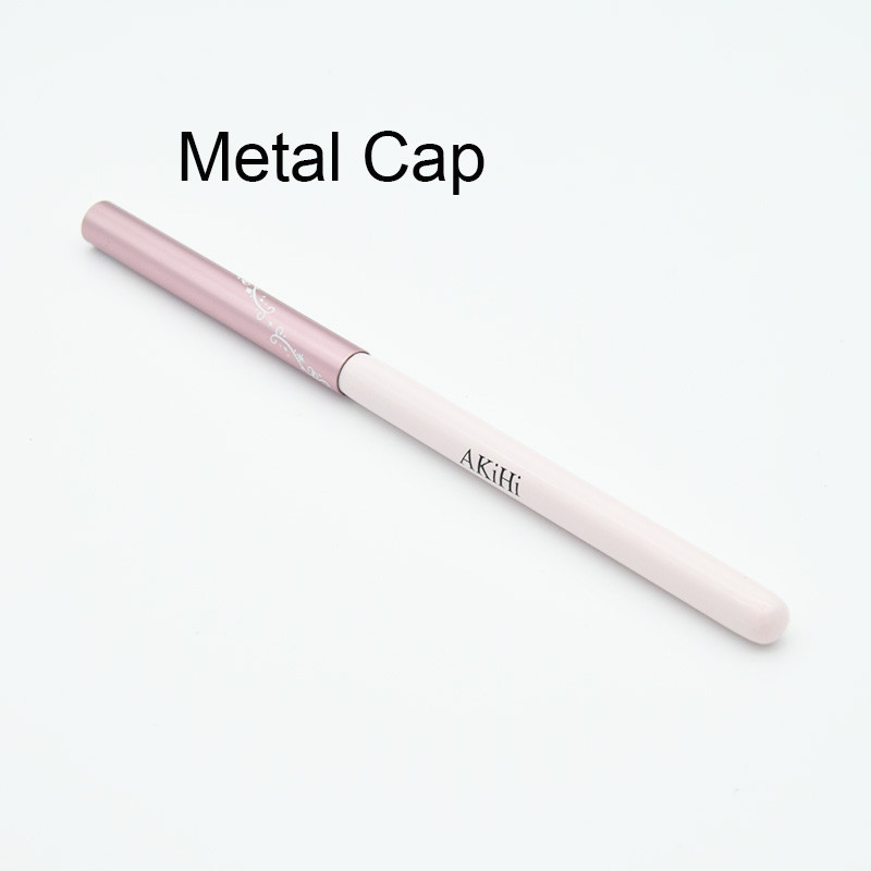 AKiHi Nail Art Design Pictură Perie pentru poloneză Gel UV Unelte pentru pix pentru unghii Cap rotund Mâner roz cu capac metalic