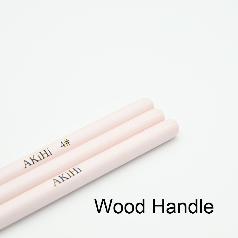 AKiHi Nail Art Design Pictură Perie pentru poloneză Gel UV Unelte pentru pix pentru unghii Cap rotund Mâner roz cu capac metalic