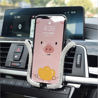 Universalus automobilinio telefono laikiklis su Bing Crystal Rhinestone automobilio oro ventiliacijos laikiklio laikikliu mobiliojo telefono laikikliu, skirtu iPhone Samsung automobilio laikikliui
