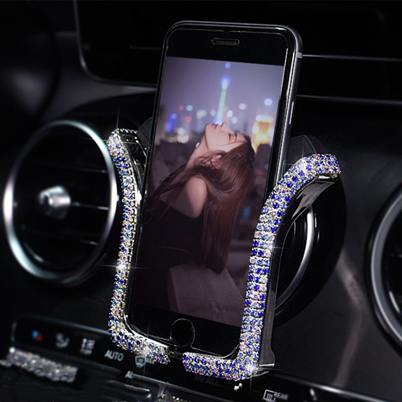 Universalus automobilinio telefono laikiklis su Bing Crystal Rhinestone automobilio oro ventiliacijos laikiklio laikikliu mobiliojo telefono laikikliu, skirtu iPhone Samsung automobilio laikikliui