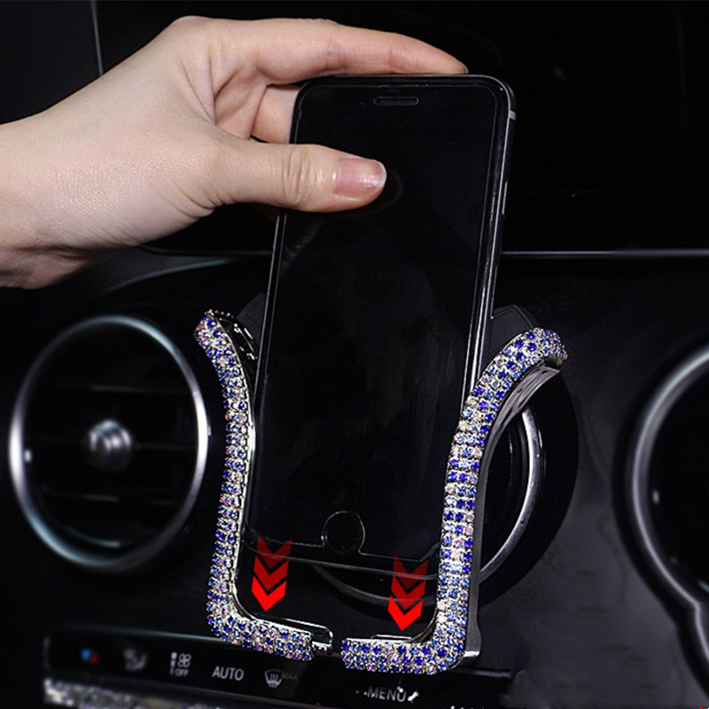 Universalus automobilinio telefono laikiklis su Bing Crystal Rhinestone automobilio oro ventiliacijos laikiklio laikikliu mobiliojo telefono laikikliu, skirtu iPhone Samsung automobilio laikikliui