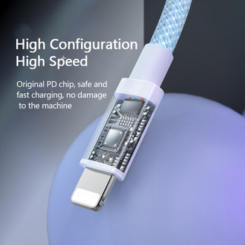 20W PD USB C кабел за iPhone 14 13 12 Pro Max USB C кабел за бързо зареждане за iPad Mini Air 2 Data AirPods Pro IOS кабел 1/2M