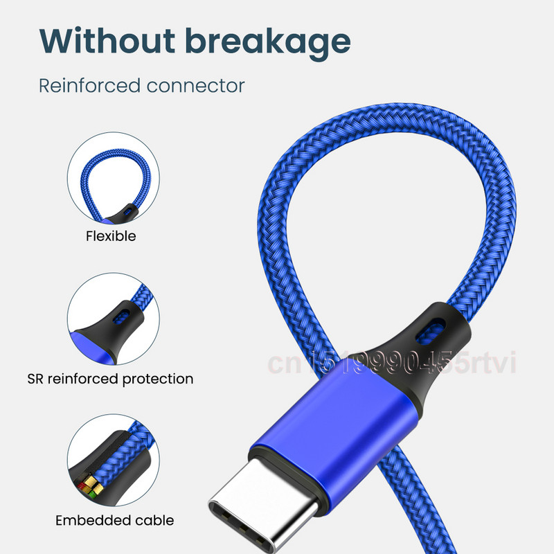 3A 4 viename USB kabelis C įkrovimo kabelis Mikro USB įkrovimo laidas skirtas iPhone 13 12 11 Huawei Xiaomi Samsung Lightning Cable duomenų kabelis