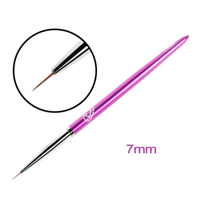 ANGNYA 1vnt. 7/9 mm Kolinsky plaukų nagų dailės šepetėlis, metalinė rankena Širdies formos prancūziškos linijos, juostelės, gėlės, piešimo pamušalas, rašiklis, nagų įrankiai