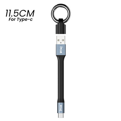 Mini raktų pakabuko nešiojamasis USB duomenų kabelis, skirtas iPhone 3A greito įkrovimo C tipo mikro USB C trumpo laido laidas, skirtas Xiaomi Huawei Poco