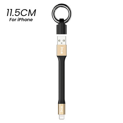 Mini raktų pakabuko nešiojamasis USB duomenų kabelis, skirtas iPhone 3A greito įkrovimo C tipo mikro USB C trumpo laido laidas, skirtas Xiaomi Huawei Poco
