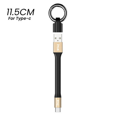 Mini raktų pakabuko nešiojamasis USB duomenų kabelis, skirtas iPhone 3A greito įkrovimo C tipo mikro USB C trumpo laido laidas, skirtas Xiaomi Huawei Poco