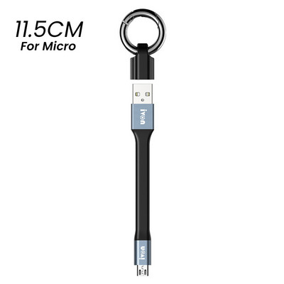 Mini raktų pakabuko nešiojamasis USB duomenų kabelis, skirtas iPhone 3A greito įkrovimo C tipo mikro USB C trumpo laido laidas, skirtas Xiaomi Huawei Poco