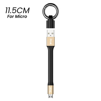 Mini raktų pakabuko nešiojamasis USB duomenų kabelis, skirtas iPhone 3A greito įkrovimo C tipo mikro USB C trumpo laido laidas, skirtas Xiaomi Huawei Poco