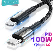KUULAA USB C į USB Type C laidas PD 100W greitas įkrovimas, skirtas Samsung S10 S9 MacBook iPad Huawei greito įkrovimo laidas USBC laidas