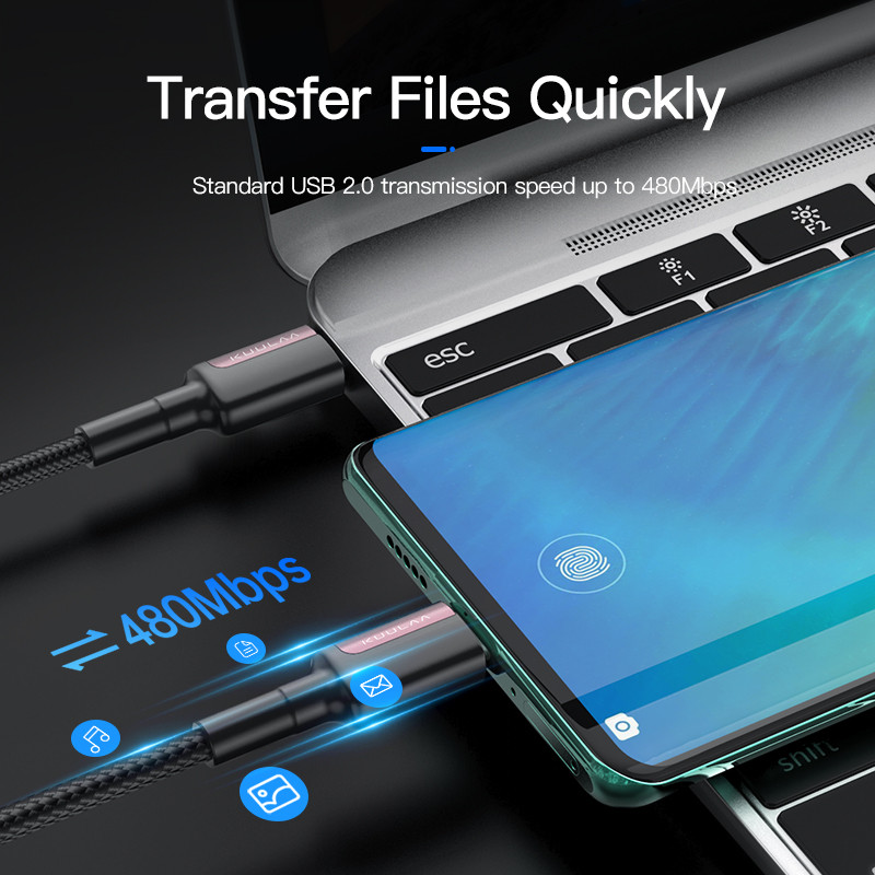 KUULAA USB C į USB Type C laidas PD 100W greitas įkrovimas, skirtas Samsung S10 S9 MacBook iPad Huawei greito įkrovimo laidas USBC laidas