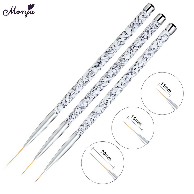 Monja Nail Art Matel Mermaid medinės rankenos pamušalas tapybos teptuku gėlių linijos tinklelio juostelės prancūziško dizaino piešimo rašiklis manikiūro įrankis