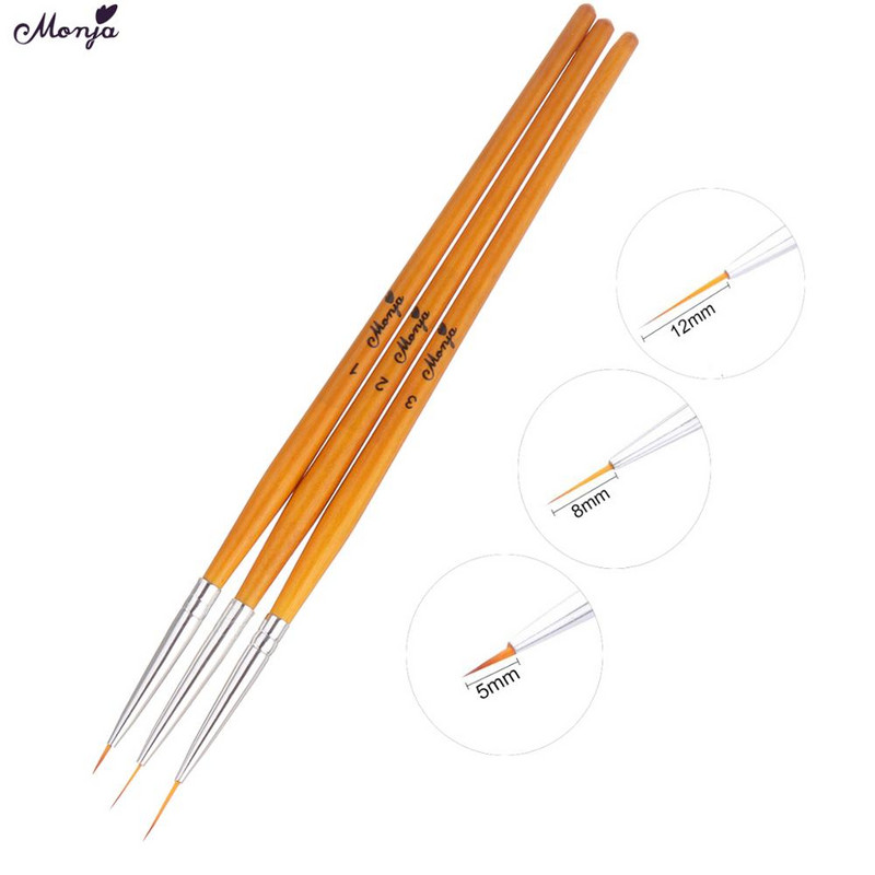 Monja Nail Art Matel Mermaid medinės rankenos pamušalas tapybos teptuku gėlių linijos tinklelio juostelės prancūziško dizaino piešimo rašiklis manikiūro įrankis