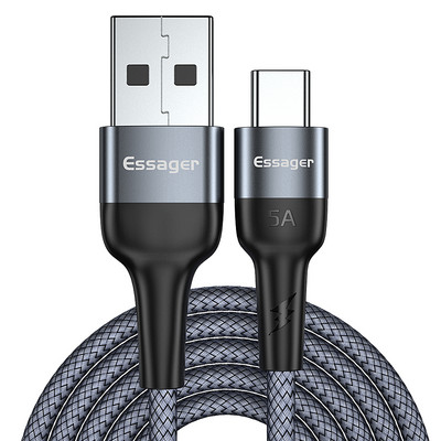 Καλώδιο Essager 5A USB Type C για Huawei P40 P30 Pro Mate 30 Supercharge USBC USB-C Φορτιστής γρήγορης φόρτισης Καλώδιο δεδομένων τύπου C