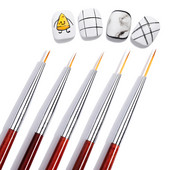 Nagų šepetėlių rinkinys 5 vnt., skirtas geliniam lakui French Stripe Line DIY Piešimo reikmenys profesionalams Manikiūro aksesuarai Nagų dailės įrankiai