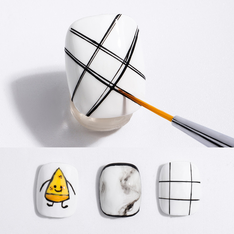 Nagų šepetėlių rinkinys 5 vnt., skirtas geliniam lakui French Stripe Line DIY Piešimo reikmenys profesionalams Manikiūro aksesuarai Nagų dailės įrankiai