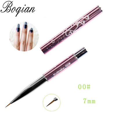BQAN4/5/7/10mm Nagai Pure Sable Kolinsky manikiūro šepetėlis Nail Art Liner Brush Dažų šepetėlis Nagų piešimo teptukas tapybos gėlė