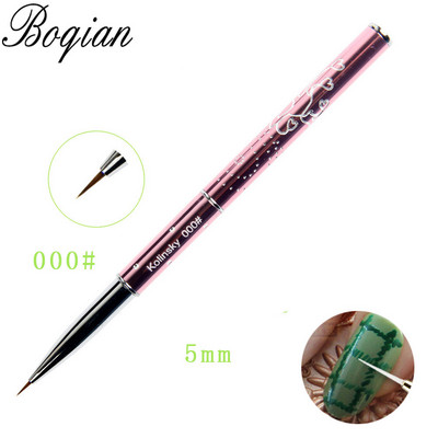 BQAN4/5/7/10mm Nagai Pure Sable Kolinsky manikiūro šepetėlis Nail Art Liner Brush Dažų šepetėlis Nagų piešimo teptukas tapybos gėlė