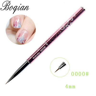 BQAN4/5/7/10mm Nagai Pure Sable Kolinsky manikiūro šepetėlis Nail Art Liner Brush Dažų šepetėlis Nagų piešimo teptukas tapybos gėlė