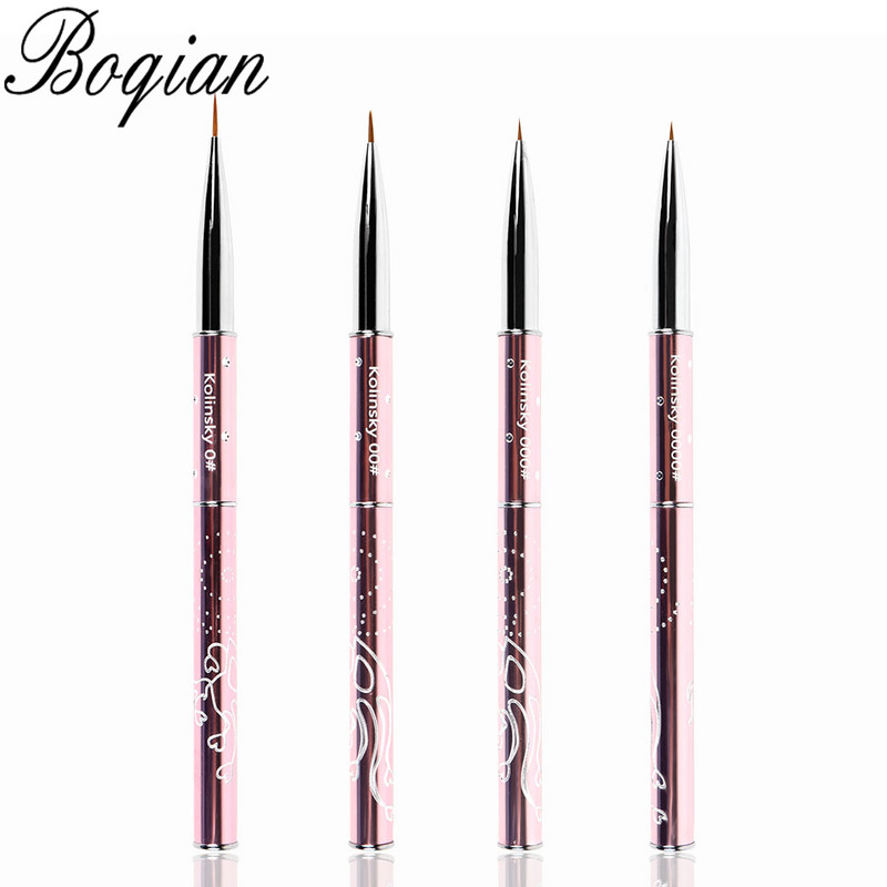 BQAN4/5/7/10mm Nagai Pure Sable Kolinsky manikiūro šepetėlis Nail Art Liner Brush Dažų šepetėlis Nagų piešimo teptukas tapybos gėlė