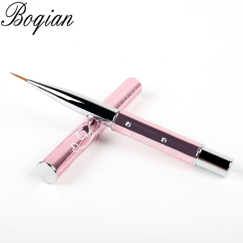 BQAN4/5/7/10mm Nagai Pure Sable Kolinsky manikiūro šepetėlis Nail Art Liner Brush Dažų šepetėlis Nagų piešimo teptukas tapybos gėlė
