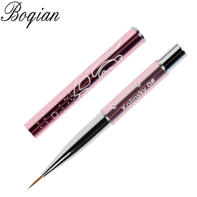 BQAN4/5/7/10mm Nagai Pure Sable Kolinsky manikiūro šepetėlis Nail Art Liner Brush Dažų šepetėlis Nagų piešimo teptukas tapybos gėlė