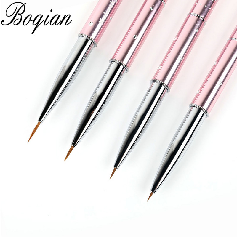 BQAN4/5/7/10mm Nagai Pure Sable Kolinsky manikiūro šepetėlis Nail Art Liner Brush Dažų šepetėlis Nagų piešimo teptukas tapybos gėlė