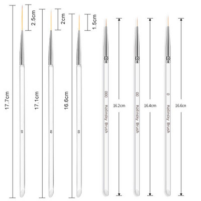 Nagų šepetėlių rinkinys Manikiūro gelinis šepetėlis, skirtas nagų dailės šepetėliui, manikiūro įrankis akrilo tapybai gelio šepetėlis Carving Gel Brush Liner Brush Kit