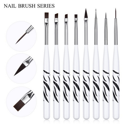 Nagų šepetėlių rinkinys Manikiūro gelinis šepetėlis, skirtas nagų dailės šepetėliui, manikiūro įrankis akrilo tapybai gelio šepetėlis Carving Gel Brush Liner Brush Kit
