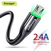 Essager LED Micro USB kabelis 3A greito įkrovimo įkroviklis Microusb, skirtas Samsung Xiaomi Data Wire Laidas Android mobiliojo telefono kabelis 3M 2M