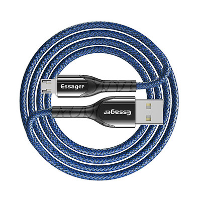 Essager LED Micro USB kabelis 3A greito įkrovimo įkroviklis Microusb, skirtas Samsung Xiaomi Data Wire Laidas Android mobiliojo telefono kabelis 3M 2M