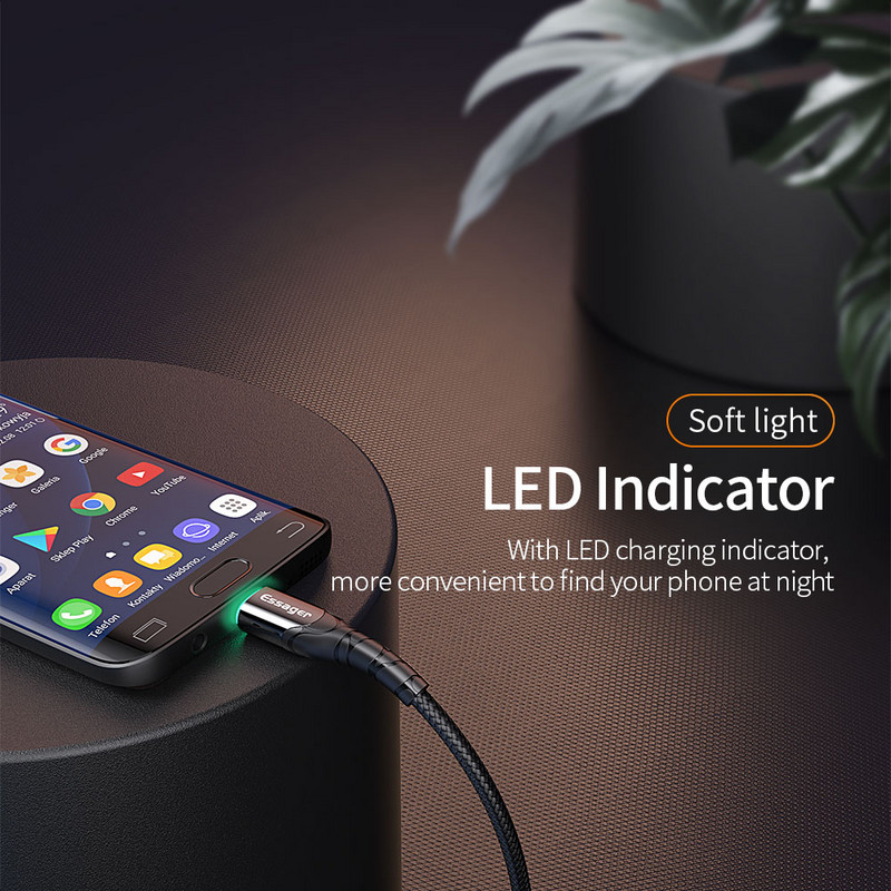 Essager LED Micro USB kabelis 3A greito įkrovimo įkroviklis Microusb, skirtas Samsung Xiaomi Data Wire Laidas Android mobiliojo telefono kabelis 3M 2M