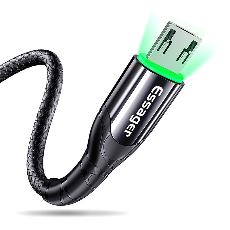 Essager LED Micro USB kabelis 3A greito įkrovimo įkroviklis Microusb, skirtas Samsung Xiaomi Data Wire Laidas Android mobiliojo telefono kabelis 3M 2M