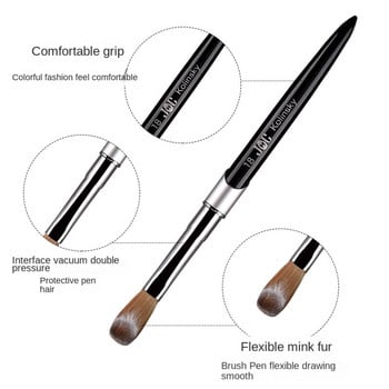 Kolinsky Acrylic Nail Brush 1Pcs Black UV Gel Polish Nail Art Extension Builder Pen Drawing Brushes Modle 2-10