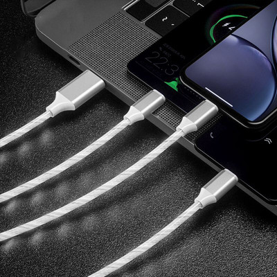 3 v 1 USB nabíjačka pre iPhone, Android, Xiaomi, Samsung, Huawei, Light, dátový nabíjací kábel pre Apple, iPad, nabíjací kábel typu C