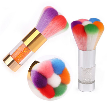 Rainbow Nail Art Dust Brush Ακρυλικό UV Gel Polish Powder Cleaning Tool Soft Glitter Powder Demover Brushes Εργαλεία μανικιούρ