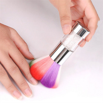 Rainbow Nail Art Dust Brush Ακρυλικό UV Gel Polish Powder Cleaning Tool Soft Glitter Powder Demover Brushes Εργαλεία μανικιούρ