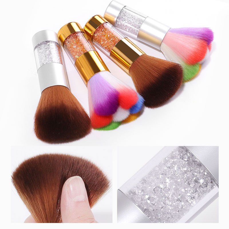 Rainbow Nail Art porkefe akril UV gél lakk púder tisztító eszköz puha csillogó púder eltávolító smink ecsetek manikűr eszközök
